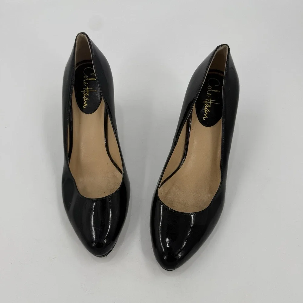 Cole Haan Women's 8B Black Patent Leather Platform Pumps Heels